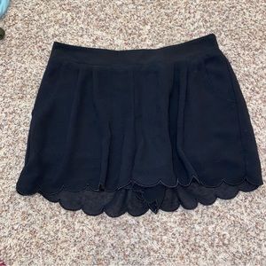 Black Scalloped shorts